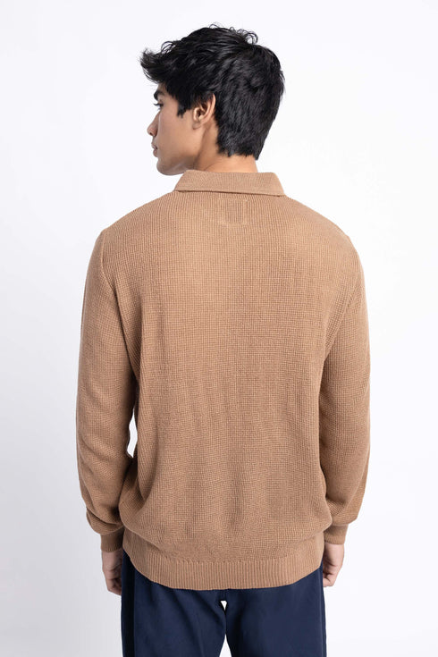 The Brown Waffle Knit Polo