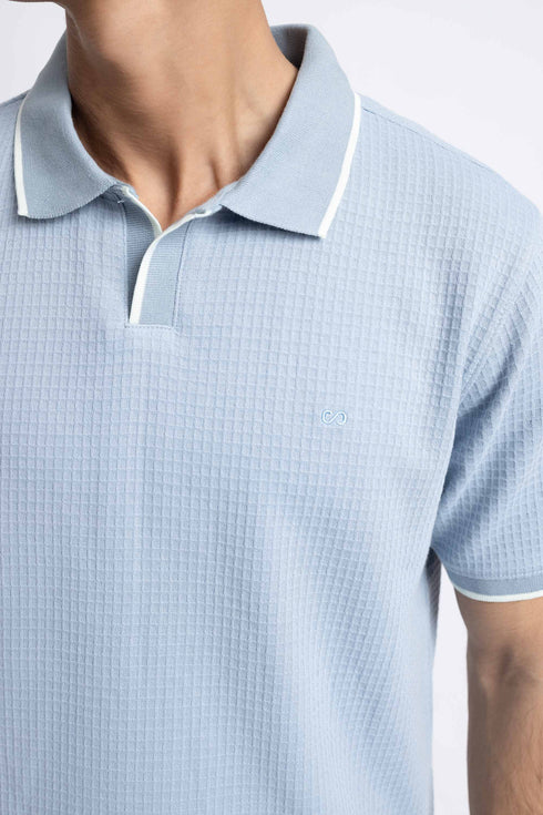 The Smokey Blue Waffle Knit Polo