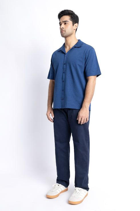 The Navy Cuban Collar Regular Fit Shirt