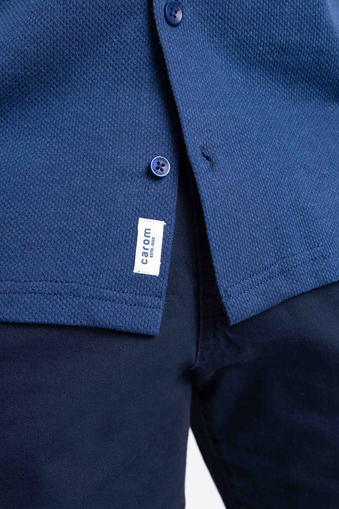 The Navy Cuban Collar Regular Fit Shirt