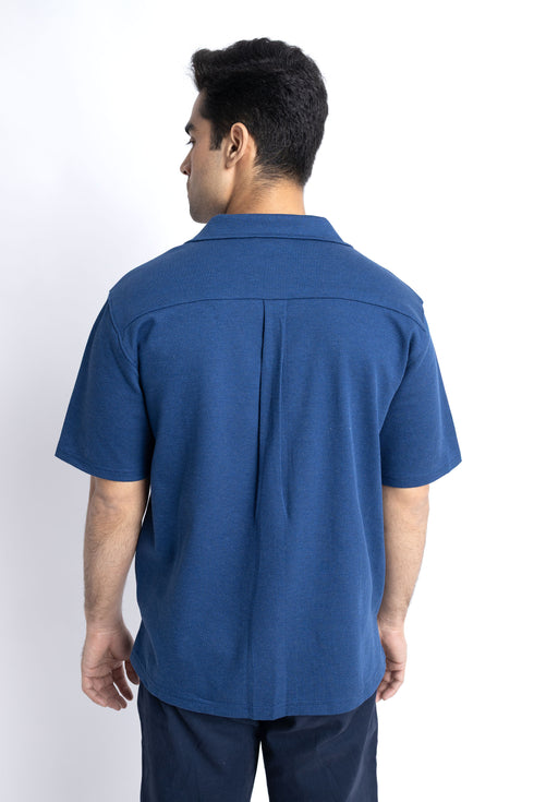 The Navy Cuban Collar Regular Fit Shirt
