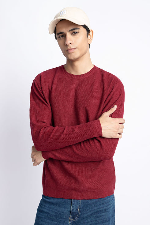 The Maroon Regular Fit Sweater