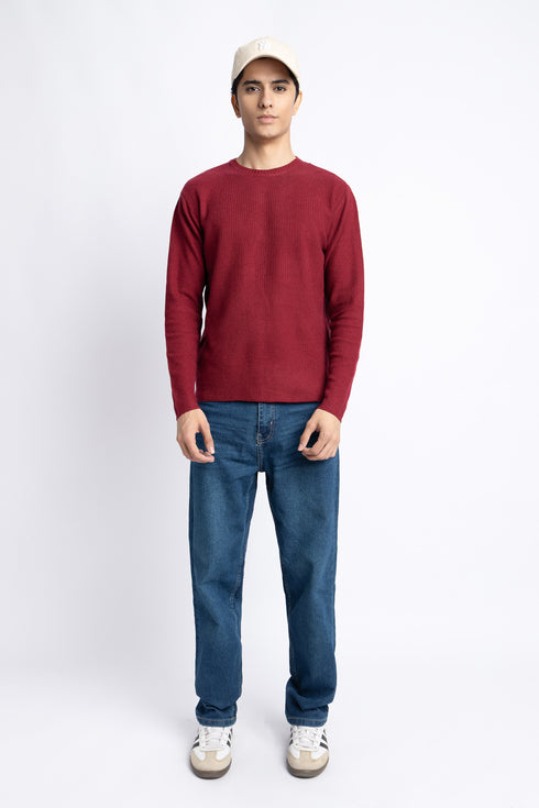 The Maroon Regular Fit Sweater
