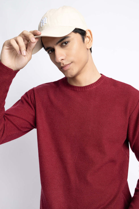 The Maroon Regular Fit Sweater