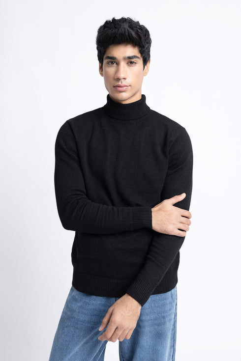 The Black Regular Fit Turtleneck Sweater