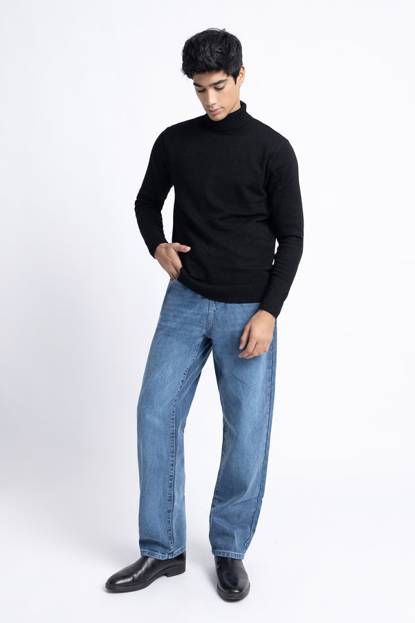 The Black Regular Fit Turtleneck Sweater