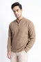 The Brown Half Zipper Mock Neck