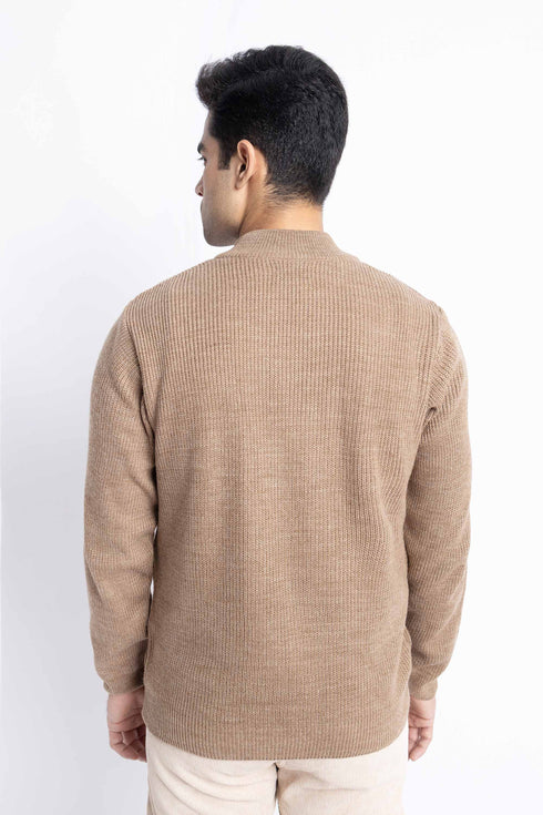 The Brown Half Zipper Mock Neck