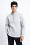 The Grey Quilted Regular Fit Mock Neck