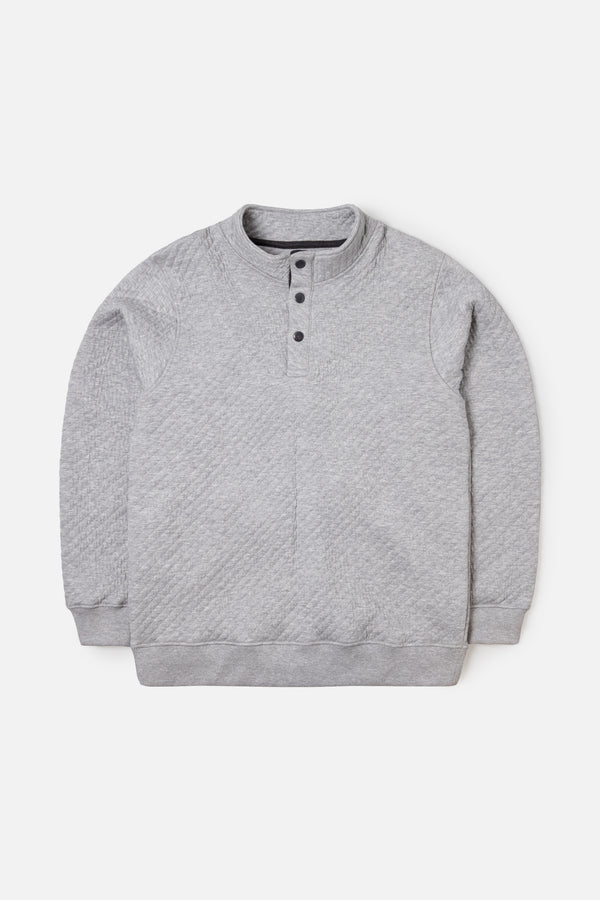The Grey Quilted Regular Fit Mock Neck