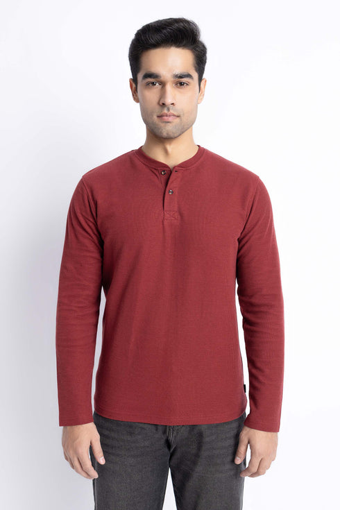 The Maroon Regular Fit Henley