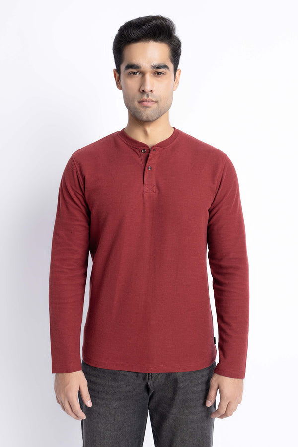 The Maroon Regular Fit Henley