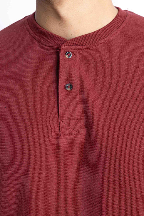 The Maroon Regular Fit Henley