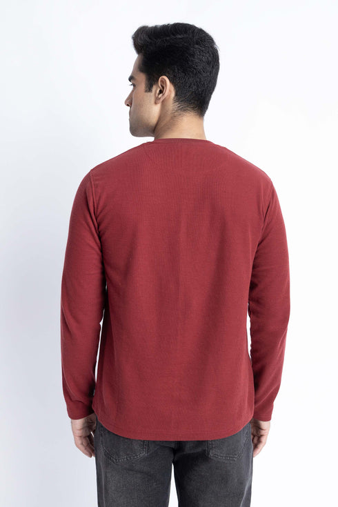The Maroon Regular Fit Henley