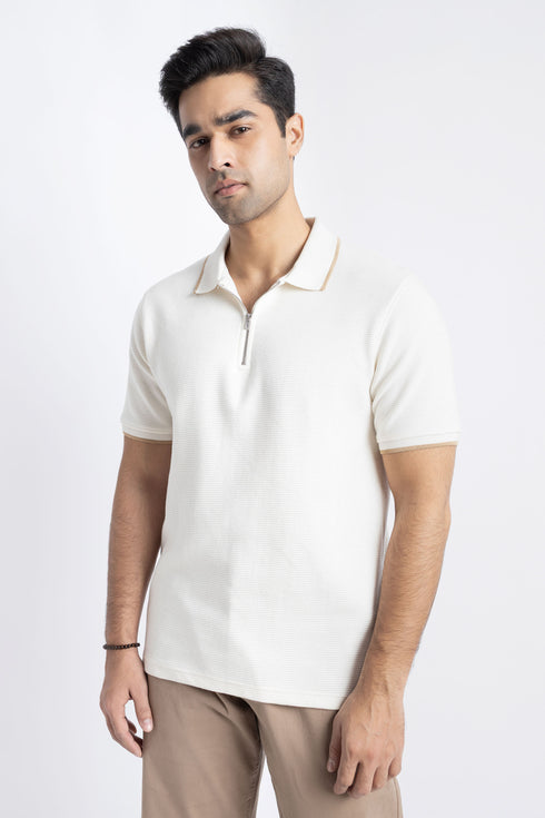 The White Zipper Polo