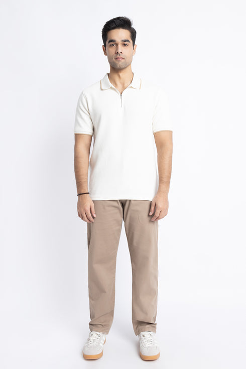 The White Zipper Polo