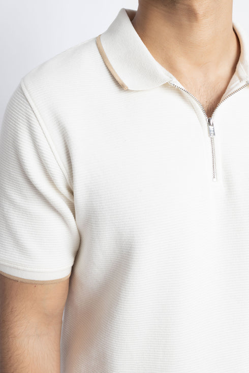 The White Zipper Polo