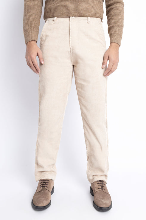 The Oatmeal Corduroy Tapered Fit Pants