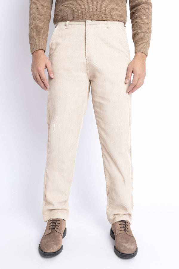 The Oatmeal Corduroy Tapered Fit Pants