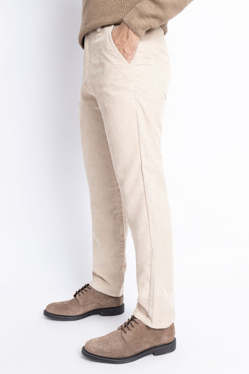 The Oatmeal Corduroy Tapered Fit Pants
