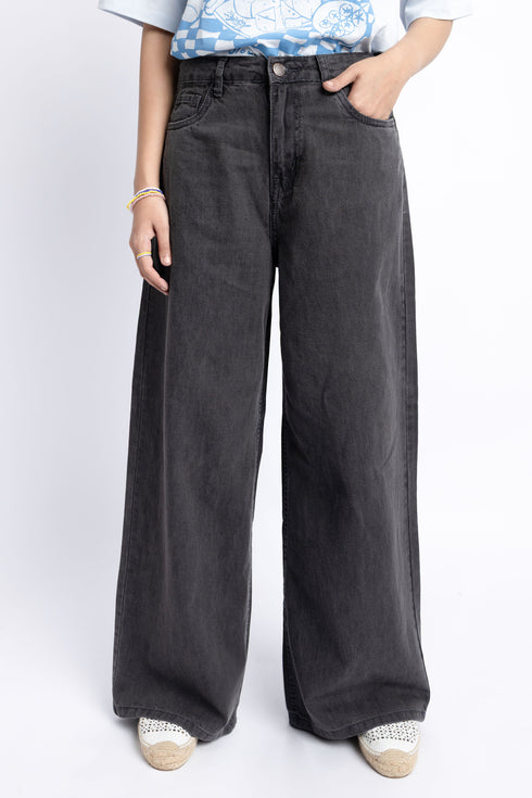 The Charcoal Wide Leg Jeans