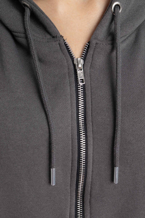 The Grey Oversized Zipper Hoodie