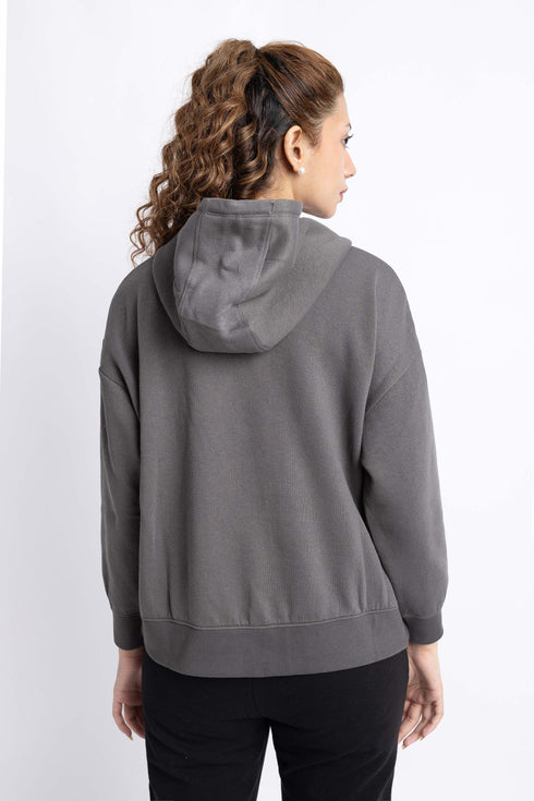 The Grey Oversized Zipper Hoodie