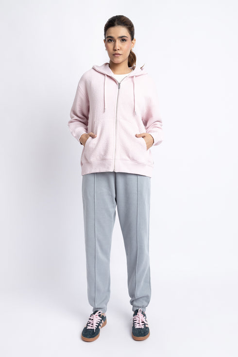 The Primrose Pink Oversized Zipper Hoodie