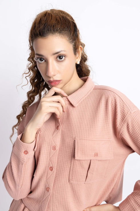 The Tea Pink Boxy Crop Shirt
