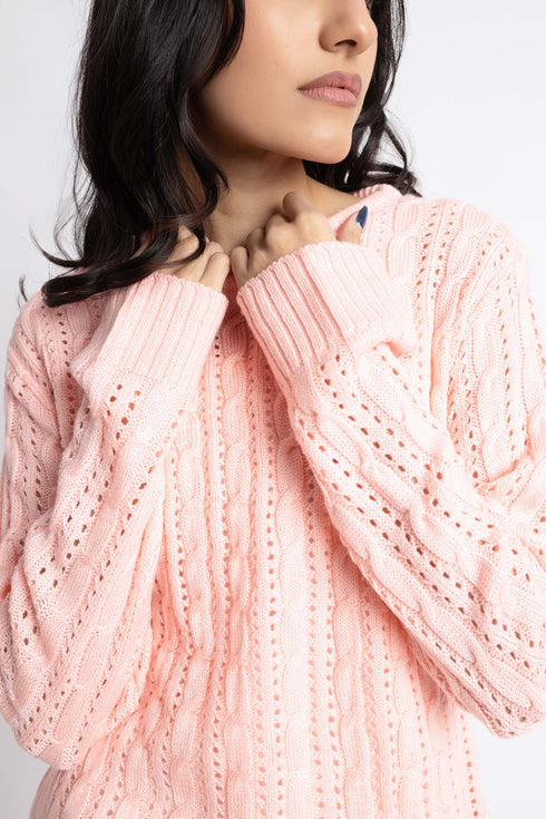 The Pink Cable Knit Sweater