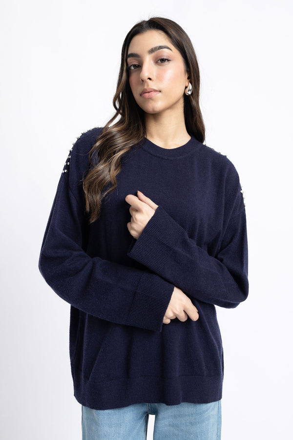 The Diamante Navy Sweater