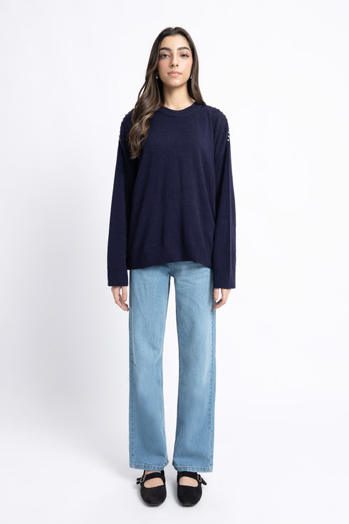 The Diamante Navy Sweater