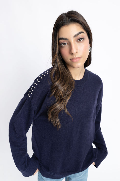 The Diamante Navy Sweater