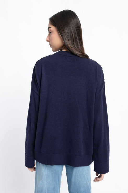 The Diamante Navy Sweater