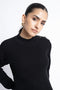 The Black Fitted Mock Neck Sweater