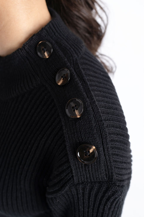 The Black Fitted Mock Neck Sweater
