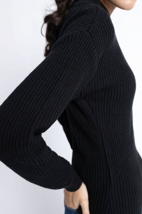 The Black Fitted Mock Neck Sweater