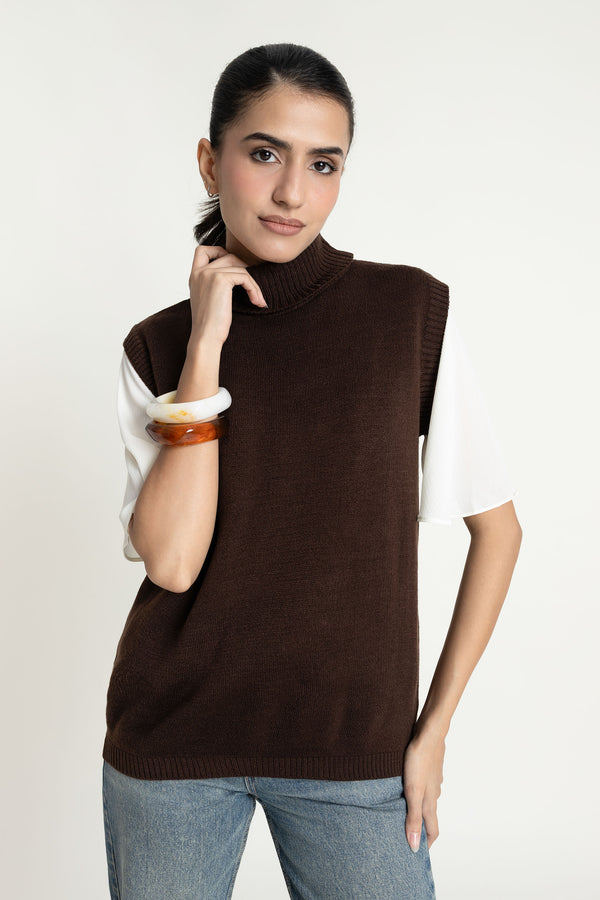 Cocoa Sleevless Turtle Neck Sweater