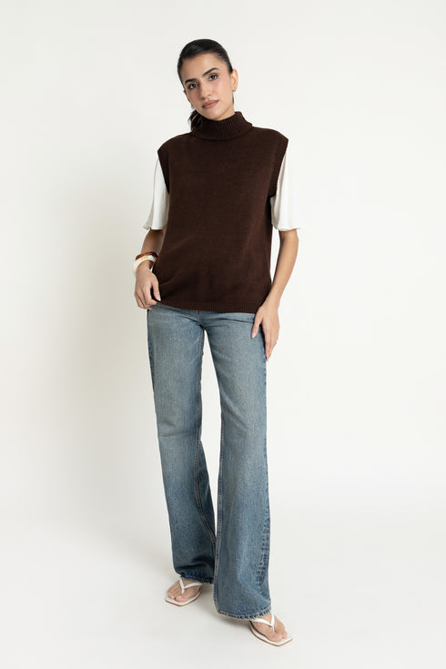 Cocoa Sleevless Turtle Neck Sweater