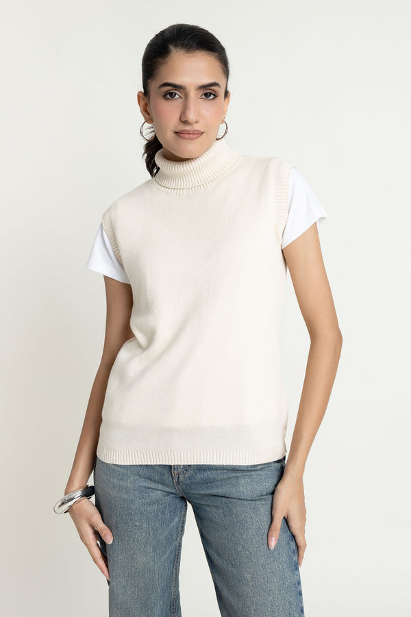 Sleevless Turtle Neck Sweater