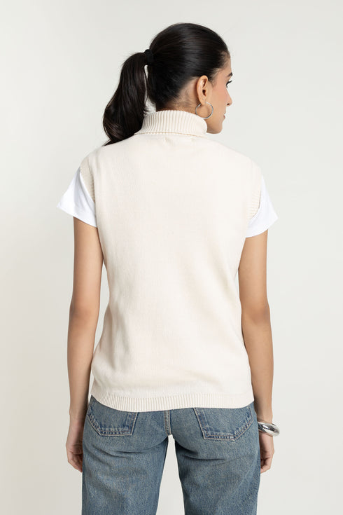 Sleevless Turtle Neck Sweater