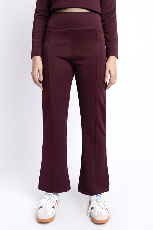 The Burgundy Scuba Flared Pants