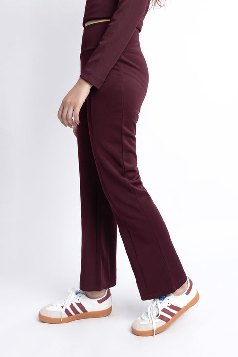 The Burgundy Scuba Flared Pants