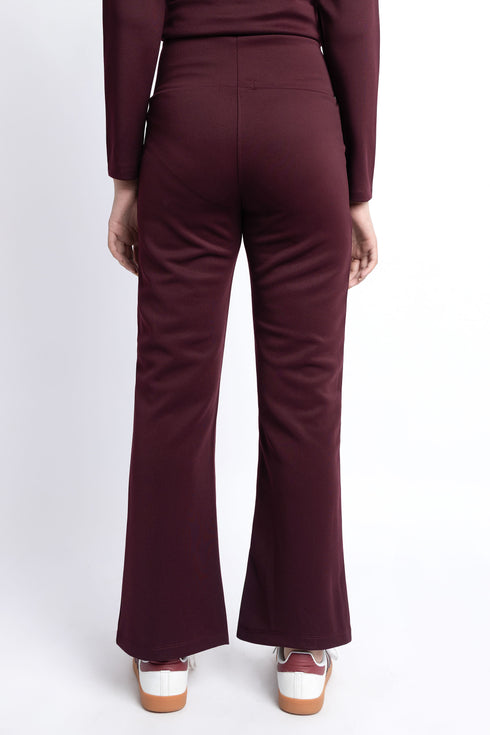 The Burgundy Scuba Flared Pants