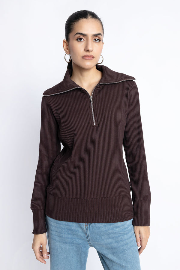 The Deep Mahogany Oversized Mock Neck