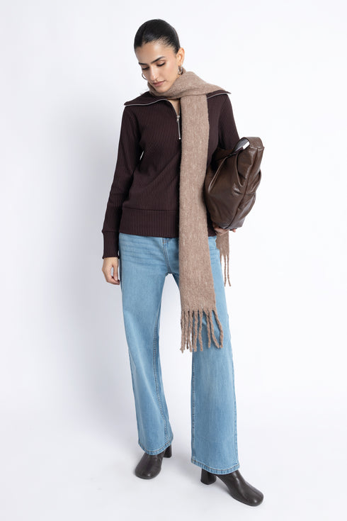 The Deep Mahogany Oversized Mock Neck