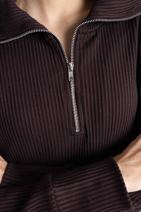 The Deep Mahogany Oversized Mock Neck