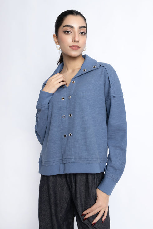 The Ash Blue Boxy Crop Sweatshirt