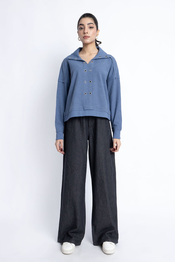 The Ash Blue Boxy Crop Sweatshirt