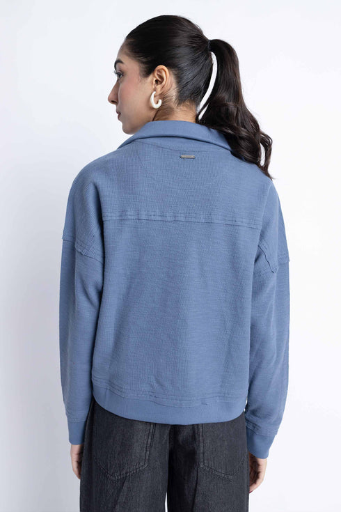 The Ash Blue Boxy Crop Sweatshirt